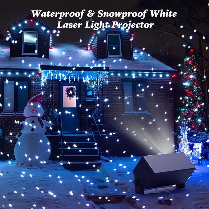 Outdoor Star Lights Projector, AIRIVO White Laser Fairy Lights Projector, Christmas Snowflake