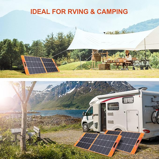 Solar Panels 100Watt Portable 24% High-Efficiency 18V Foldable Solar Charger with USB Outputs for