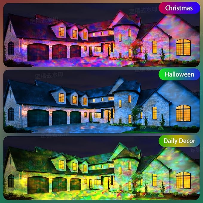 Ocean Wave Projector Light, 150W RGBW Color Changing Water Wave Light, LED Water Ripple Effect or