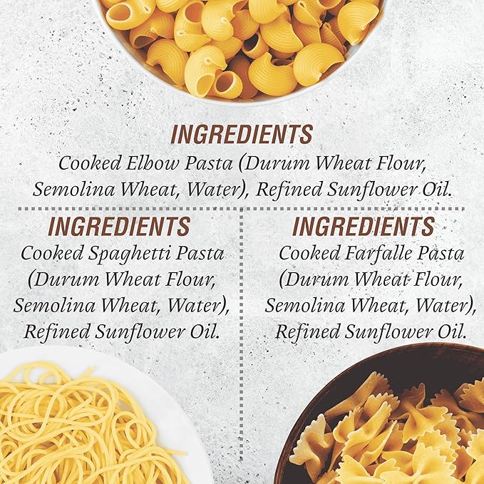 Pasta Zing Microwavable Variety Pasta Pack of 7 | 2x Elbow | 2x Farfalle, 3x Spaghetti | Microwave