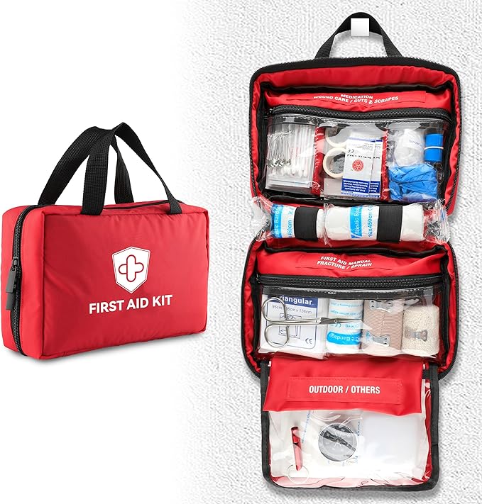 Kitgo First Aid Kit with Hospital Grade Medical Supplies, 220pcs Emergency Medical Trauma Kit, Gift
