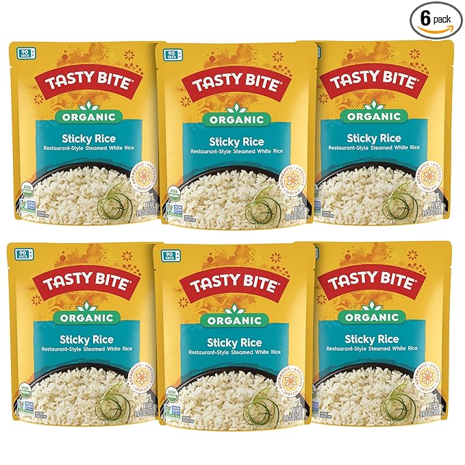 Tasty Bite Organic Sticky Rice, 8.8 Ounce, Pack of 6, Ready to Eat, Microwavable, Vegan, Gluten-Free