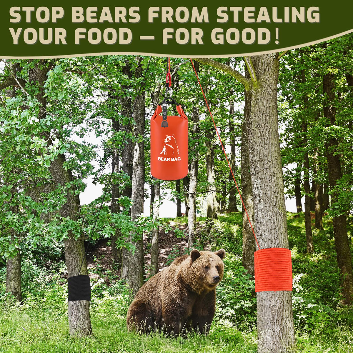 15L Bear Bags for Food Backpacking, Waterproof Bear Bag Hanging Kit, Orange