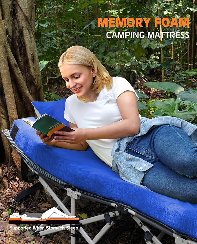 4 Inch GAIALOOP Extra Thick Memory Foam Camping Mattress, Roll Up Floor Sleeping Mat Camp Cot