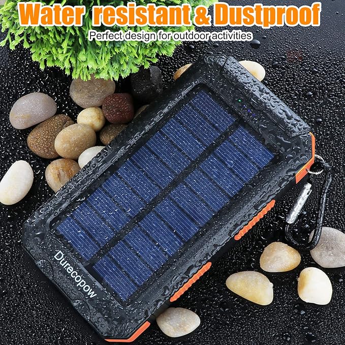 Solar Charger Power Bank, 20000mAh Portable Outdoor Waterproof Solar Battery Charger, Camping