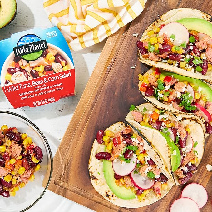 Wild Planet Ready-to-Eat Wild Tuna, Bean & Corn Salad with Organic Sweetcorn, Red Peppers and
