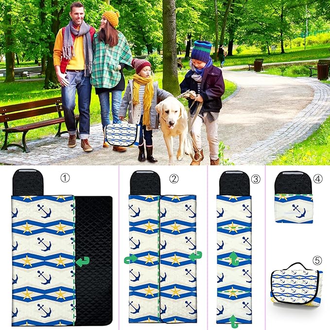 Poedist Extra Large Picnic Blanket Waterproof,80"x 80"Foldable Machine Washable Beach