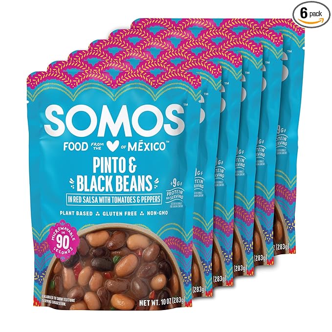 SOMOS Pinto & Black Beans - Gluten Free, Non-GMO, Vegan Ready-to-Eat Microwavable Meals