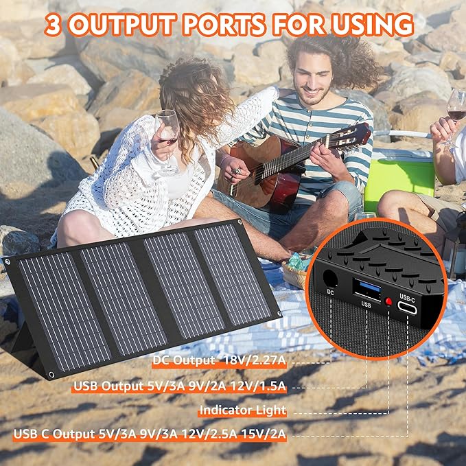Apowking Portable Solar Panels 40W, Foldable Solar Panel Charger for 100-300W Portable Power