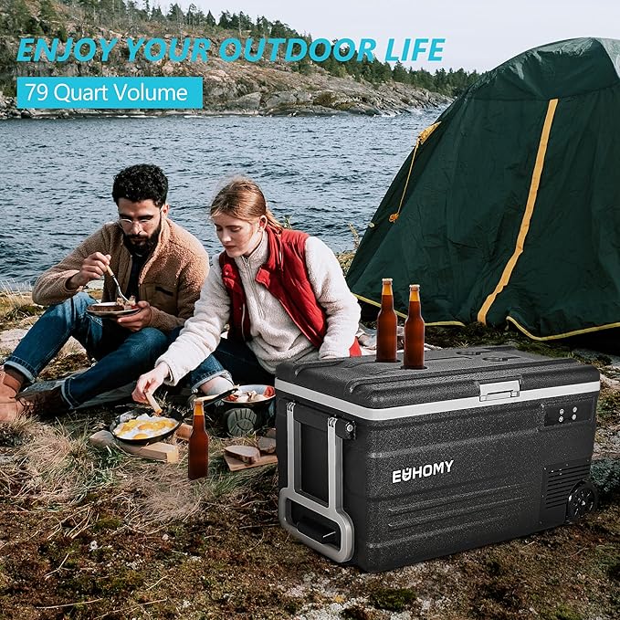 EUHOMY 12 Volt Refrigerator, 80QT(75L) 12V Fridge, Electric Cooler APP Control, Car Fridge 12/24V