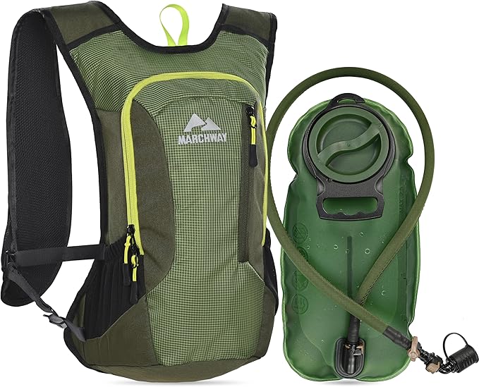 MARCHWAY Lightweight Hydration Backpack with Vest Style Straps & 2.5L TPU Water Bladder, Versatile