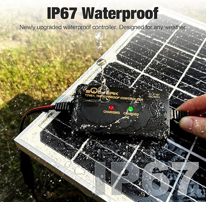 SOLPERK 15W Solar Battery Charger 12V Waterproof Solar Panel Charger + Upgrade 8A Charge