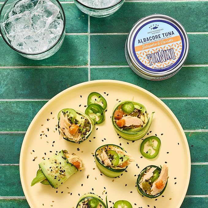 Tonnino Tuna Fish Albacore - Premium chunk in water with Jalapeño & Carrots ??Pack of 12