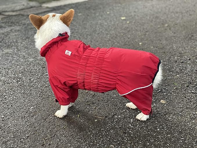 Dogs Waterproof Jacket, Lightweight Waterproof Jacket Reflective Safety Dog Raincoat Windproof