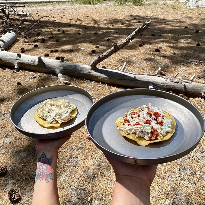 SILVERANT Titanium Trek Plate - Ultralight, Durable Camping Dish Pan Plate - Outdoor Kitchen