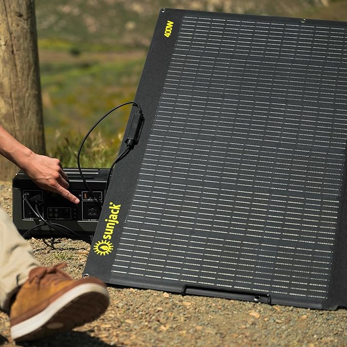 SunJack 400W Foldable Solar Panel Charger, 48V Portable ETFE Solar Charger for Power Station