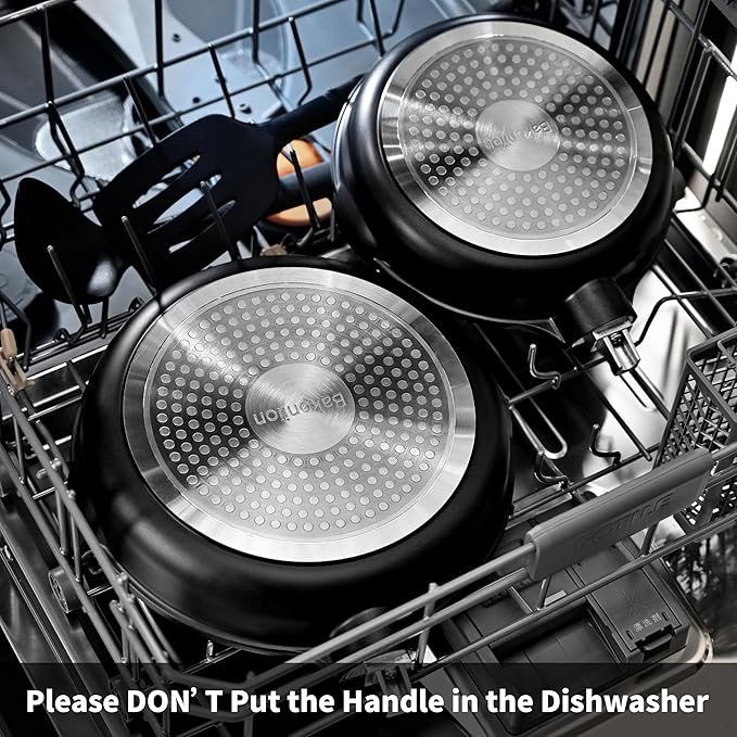 10 Inch and 12.5 Inch Smart Nonstick Frying Pan Set with Removable Handles,Cast Aluminum and