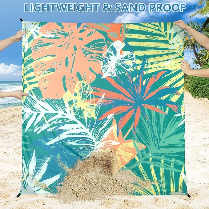 Beach Blanket Waterproof Sandproof Beach Mat 79" X 83"/10'x9'for 2-8 Adults Quick Drying Outdoor