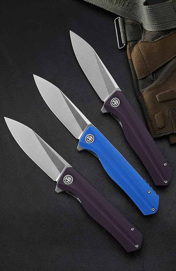 Petrified fish G10 handle D2 steel blade 2CR13 liner ball bearing flipper folding knife camping