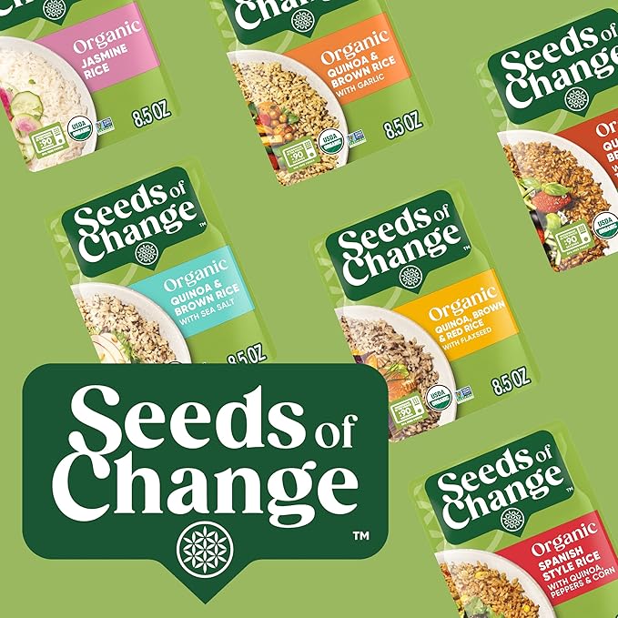 SEEDS OF CHANGE Organic Quinoa, Brown & Red Rice with Flaxseed, Organic Food, 8.5 OZ Pouch (Pack of