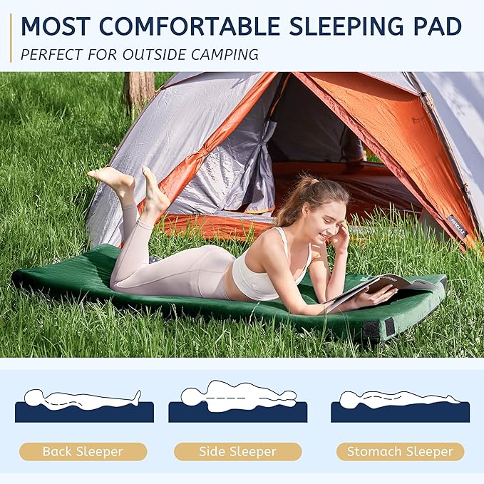 HomeMate CertiPUR-US Memory Foam Camping Mattress Pad Portable Roll Up Mattress for Adults Sleeping