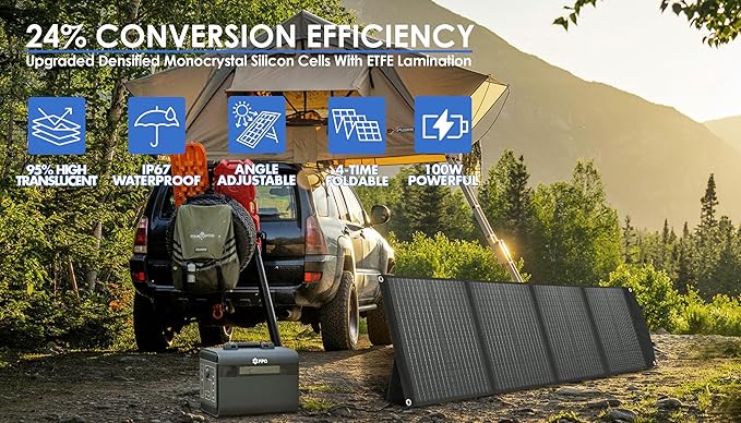 PPQ 100W Portable Solar Panel Kit 18V/6A,9lb Foldable Briefcase Solar Charger w/ 24% Efficiency,4