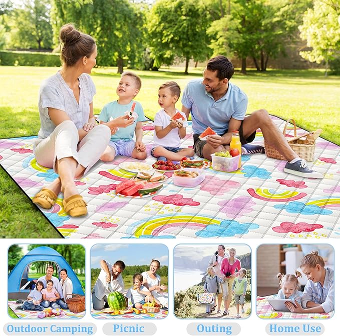 Extra Large Picnic Blanket Waterproof,80"x 80"Foldable Machine Washable Beach Blanket,Outdoor