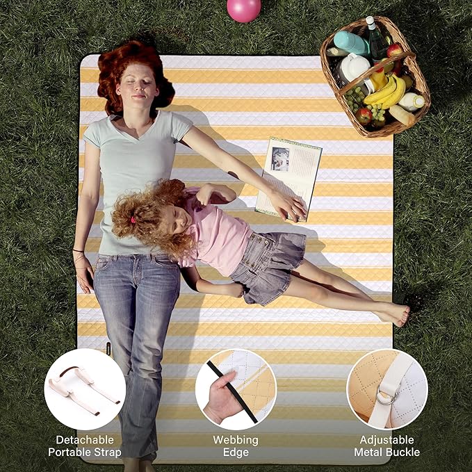 HX&OD Extra Large Picnic Outdoor Blanket, 80”x60” Waterproof Picnic Mat Foldable Camping Blanket