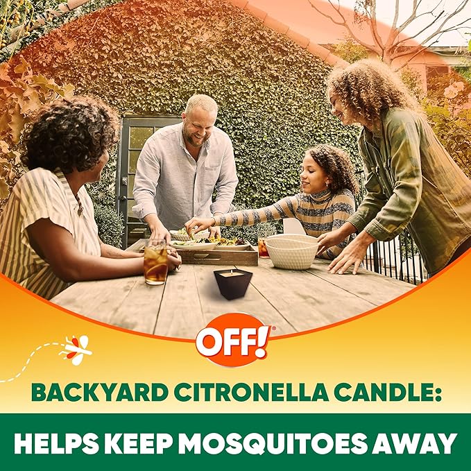 OFF! Backyard Citronella Scented Candle, Ambiance Enhancing Centerpiece, Burns for up to 25 Hours