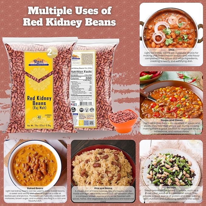 Rani Red Kidney Beans, Light 32oz (2lbs) 908g ~ All Natural | Vegan | Gluten Friendly | NON-GMO |