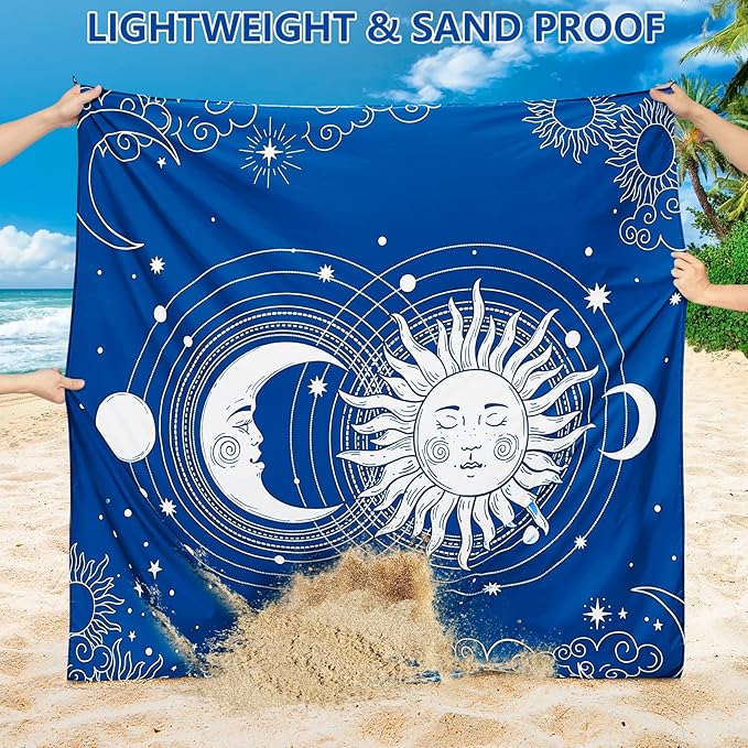Beach Blanket Waterproof Sandproof Beach Mat 79" X 83"/10'x9'for 2-8 Adults Quick Drying Outdoor