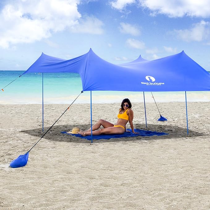 Red Suricata Family Beach Tent & Canopy, UPF50 Sun Shade, Sunshade With 4 Aluminum Poles, 4 Pole