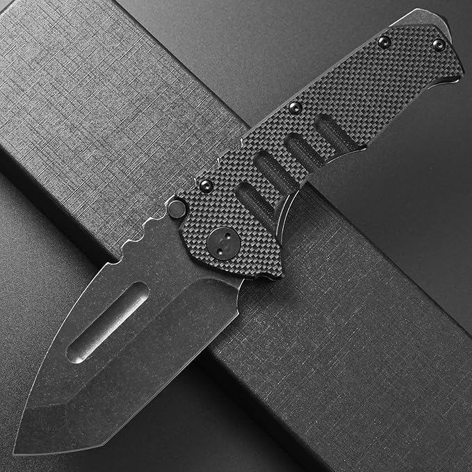 Ccanku C1137 Folding Knife, D2 Blade G10&Steel Handle EDC Tool Knife for Outdoor Camping Hiking
