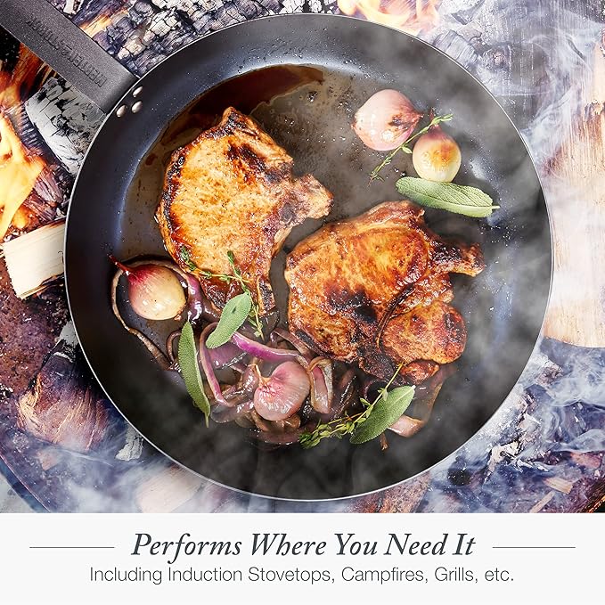 Merten & Storck Pre-Seasoned Carbon Steel 8” Frying Pan Skillet, Use on Induction, Stove and Grill