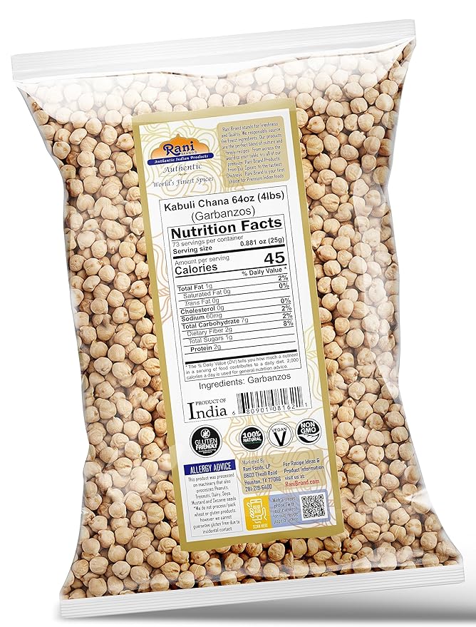 Rani Garbanzo Beans (Kabuli Chana) 64oz (4lbs) 1.81kg Bulk ~ All Natural | Vegan | Gluten Friendly