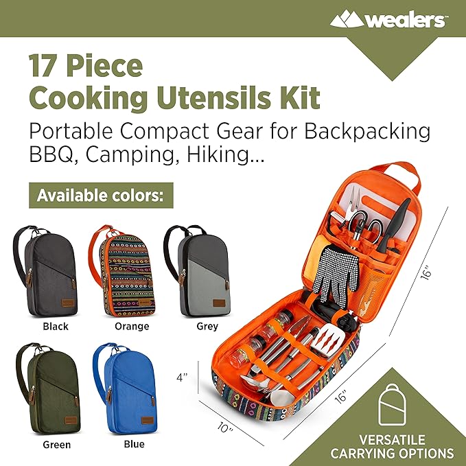 Camp Kitchen Cooking Utensil Set Travel Organizer Grill Accessories Portable Compact Gear for