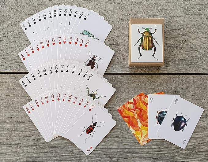 Bugs Kingdom Playing Cards (Poker Deck 54 Cards All Different) Beetles Bugs Entomology Art Creepy
