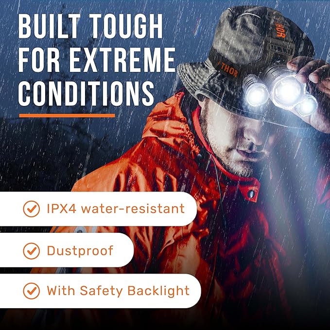 TDC Head Lamp Led Rechargeable Super Bright - USB-C Headlamp for Adults - Head Lights for Forehead