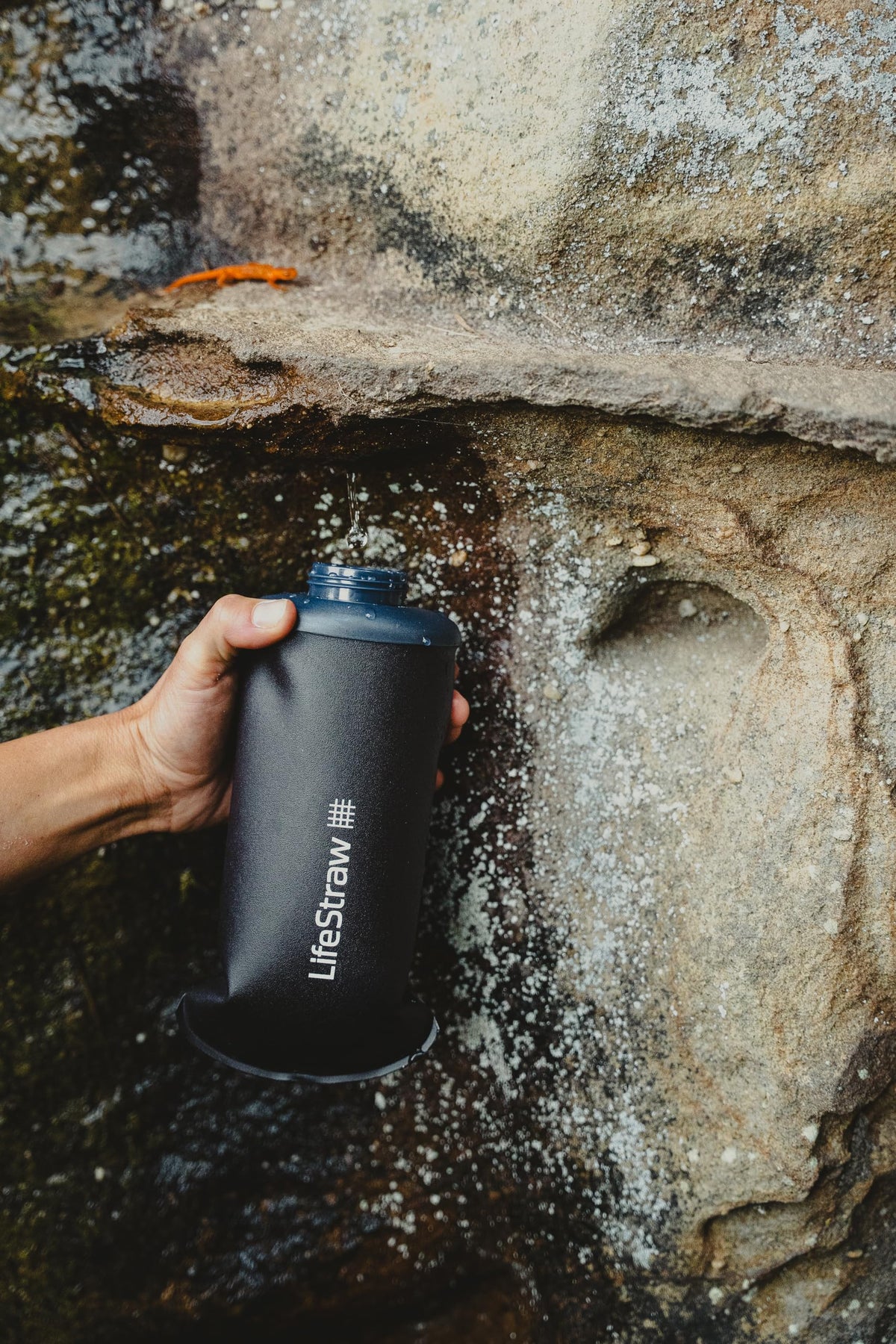 LifeStraw Sports Water Bottles - 650 ml, Collapsible, Gray - product view 4