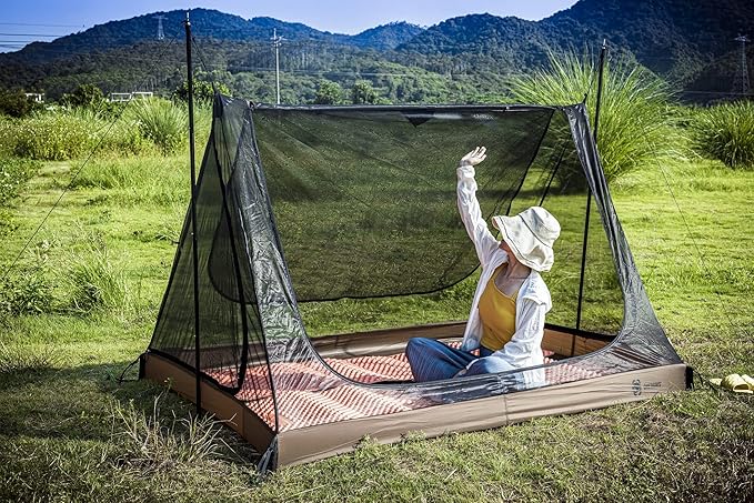 OneTigris 2 Person Mesh Tent, 3 Openings Screen Shelter with Waterproof Bathtub Floor for Outdoors