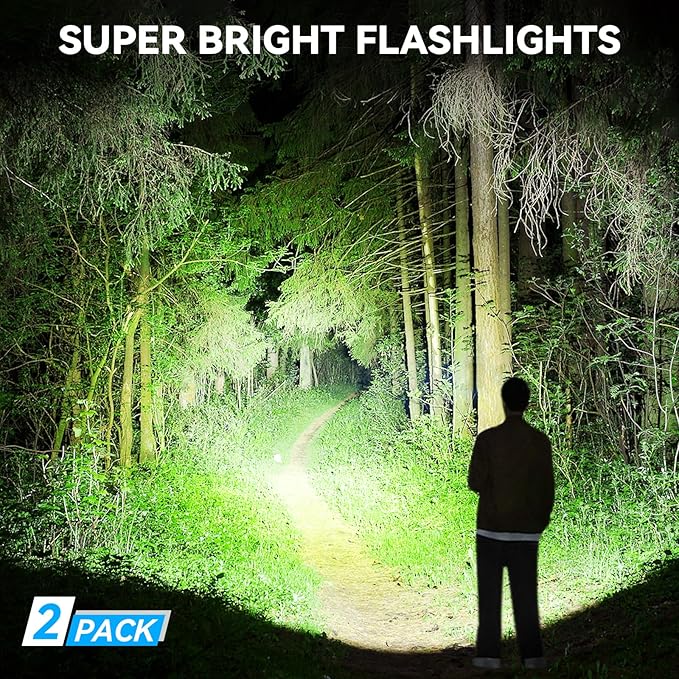 Flashlight Rechargeable LED High Lumens - 99,000 Lumens Super Bright Flashlights with 5 Modes