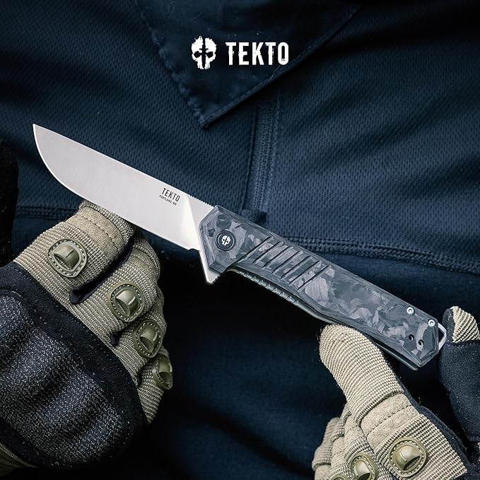 KNIVES F1 Alpha Folding Pocket Knife - Modified Straight Back Blade, Titanium Coated D2 Steel