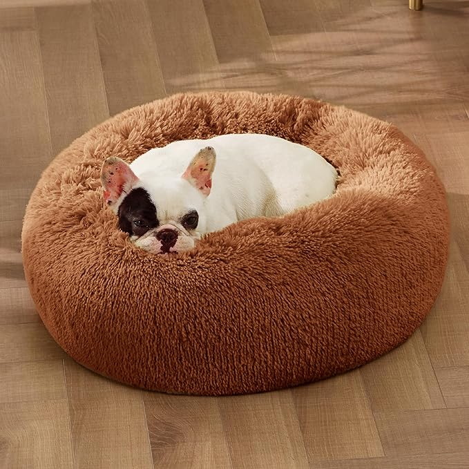 Bedsure Calming Dog Bed for Small Dogs - Donut Washable Small Pet Bed, 23 inches Anti-Slip Round