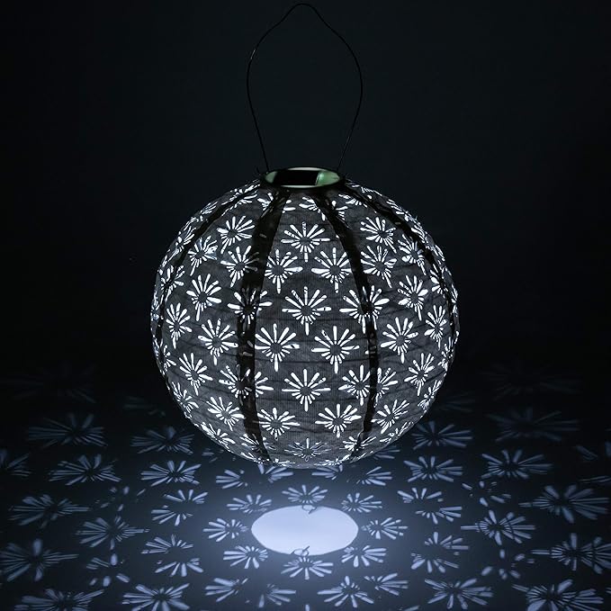 Allsop Soji Stella - Deco Globe - 12" Outdoor Solar Lantern -White