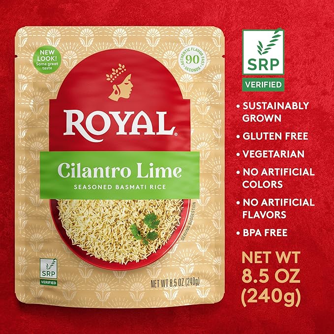 Royal Ready to Heat Cilantro Lime Seasoned Basmati Rice (8.5oz, Pack of 6)