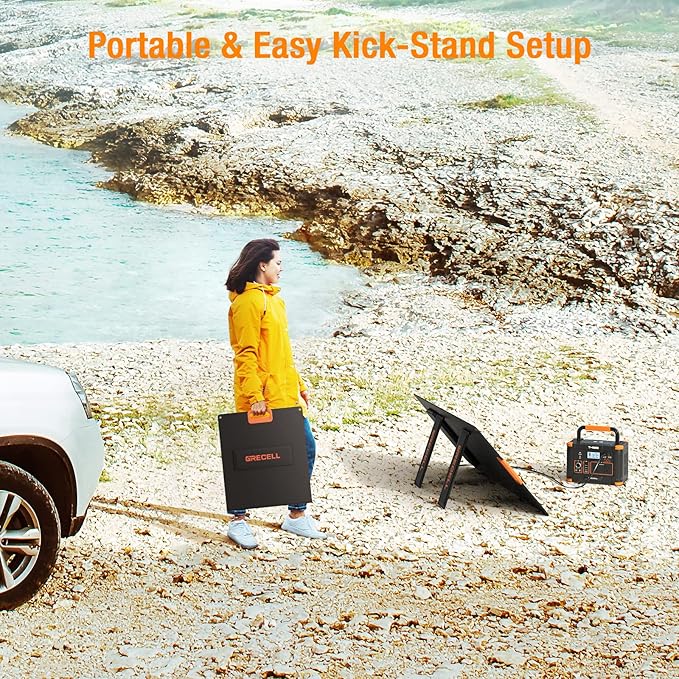 GRECELL 100W Portable Solar Panel for Power Station Generator, 20V Foldable Solar Cell Solar