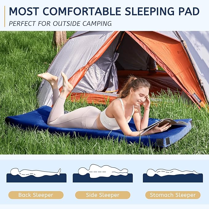 HomeMate CertiPUR-US Memory Foam Camping Mattress Pad Portable Roll Up Mattress for Adults Sleeping