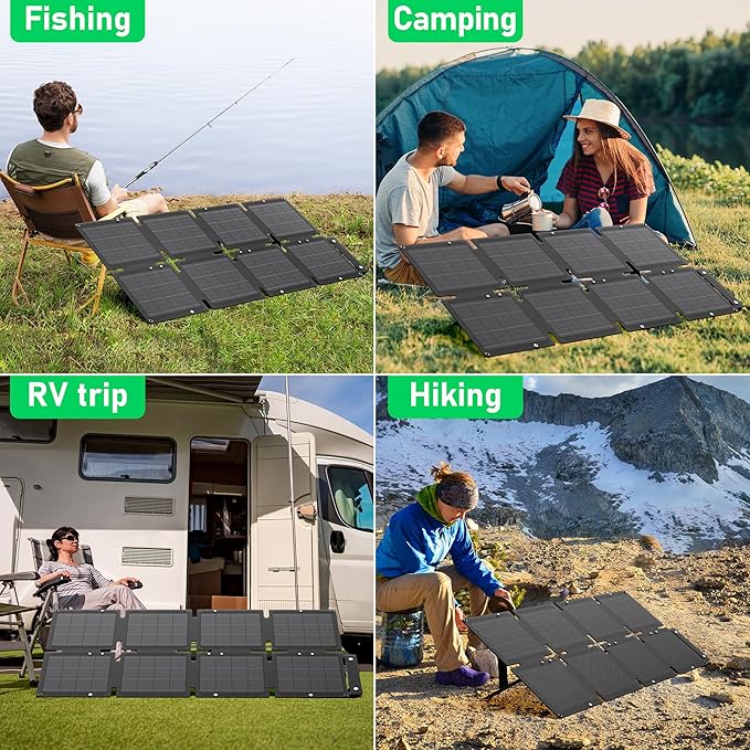 Portable Solar Panel 60W, Monocrystalline 24.8% High Efficiency Foldable Solar Panel, USB C Solar