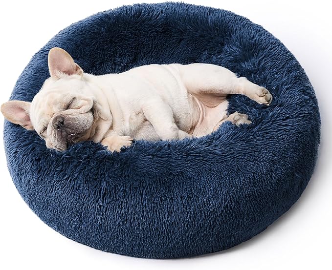 Bedsure Calming Dog Bed for Small Dogs - Donut Washable Small Pet Bed, 23 inches Anti-Slip Round