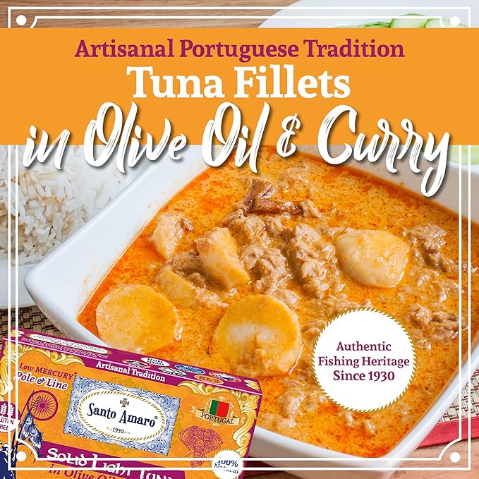 Santo Amaro - Artisanal Wild Tuna Fillets in Olive Oil & Turmeric Curry, Pole & Line Caught from